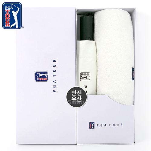 PGA 3단 완전자동 암막 세이프티 우양산+260g코마사타올세트